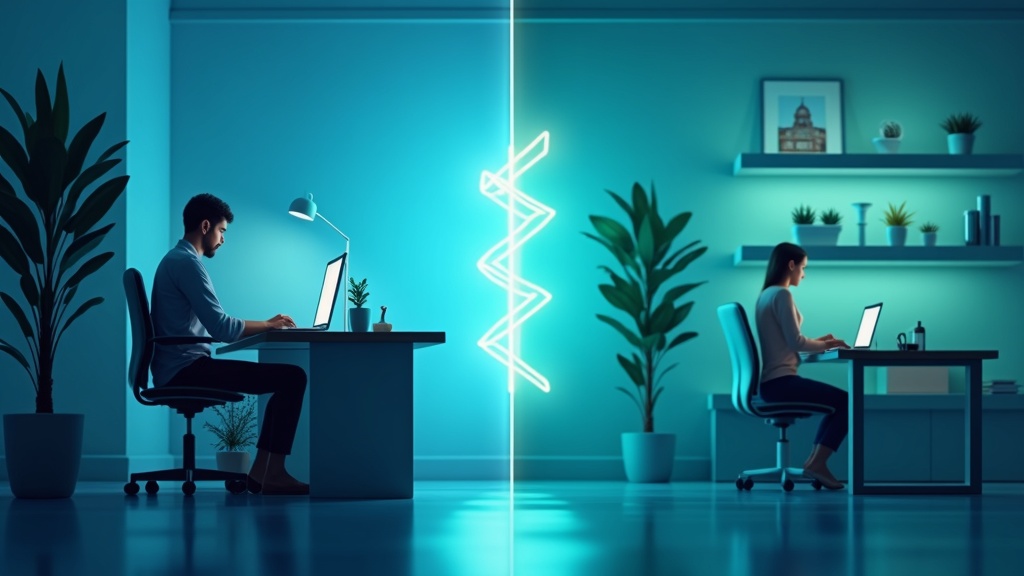 在宅ワークとカフェ作業それぞれの環境に合ったVPN導入の判断フローを示すイメージ