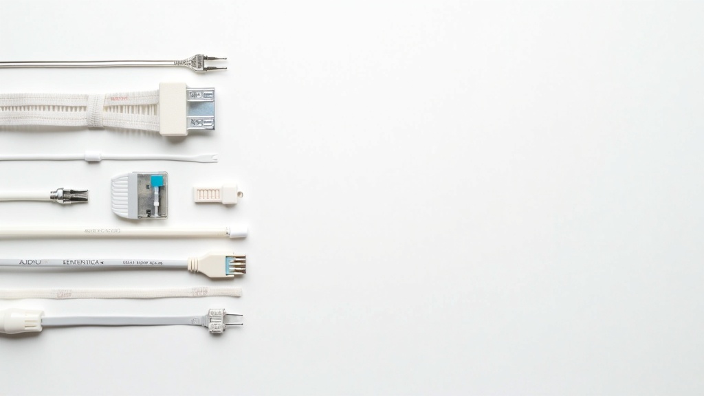 ケーブルトレーや結束バンドなど配線整理グッズを並べたフラットレイ