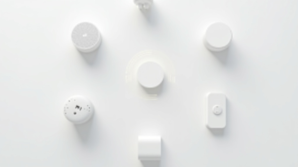 複数メーカーのMatter対応スマートホームデバイスがホームハブを中心につながるエコシステムの俯瞰写真