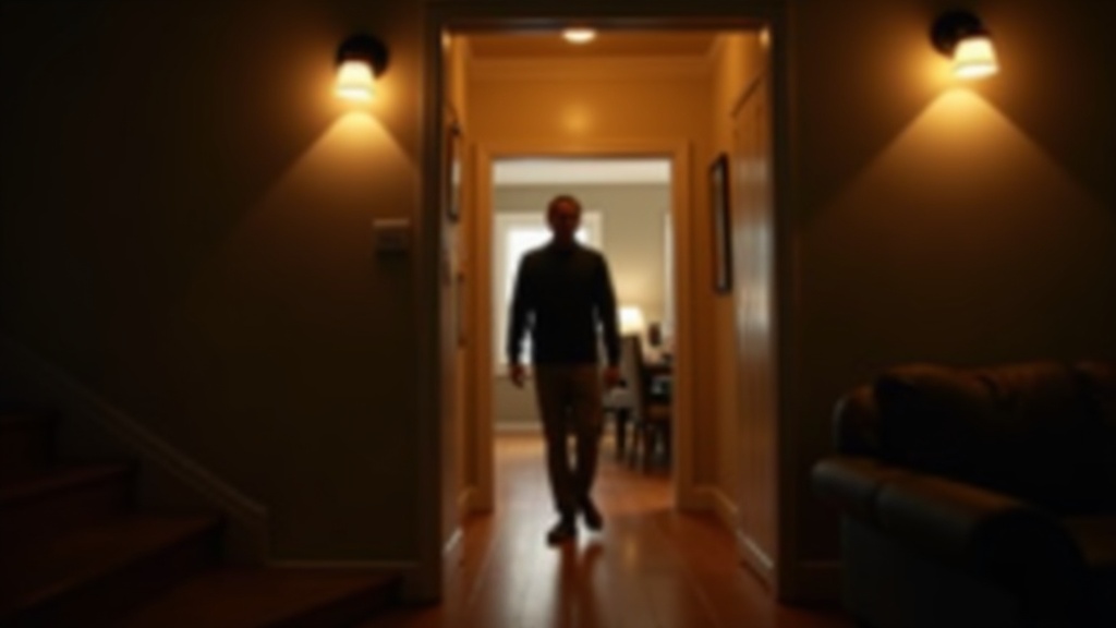 帰宅時にホームハブの自動化で玄関と室内照明が自動点灯するスマートホームオートメーションの活用シーン