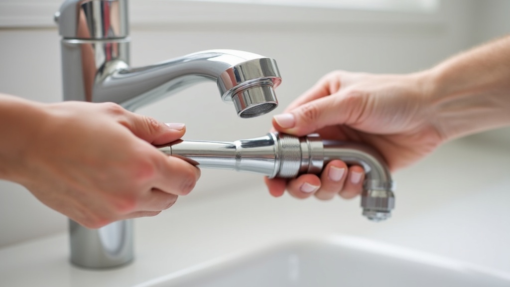 食洗機用の分岐水栓アダプターをキッチンの蛇口に取り付ける作業