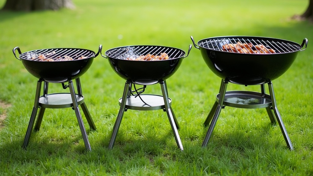 サイズの異なる3種類の焚き火台をソロ用・ファミリー用でサイズ比較した様子