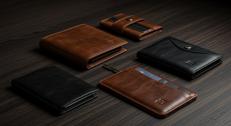 上質な本革財布とレザー小物が並んだイメージ写真