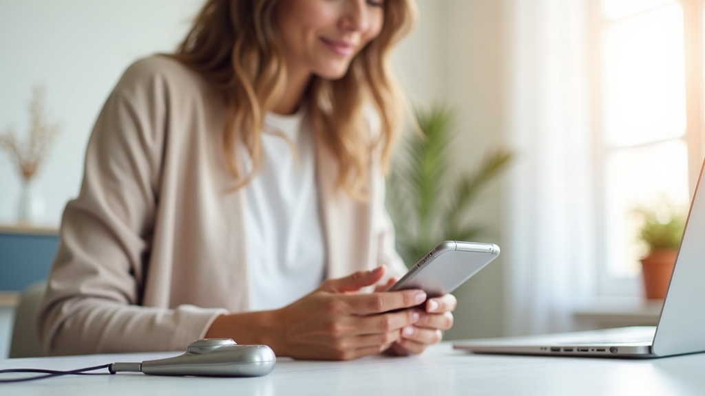 家庭用脱毛器の使い方や効果をスマートフォンで調べている女性のイメージ