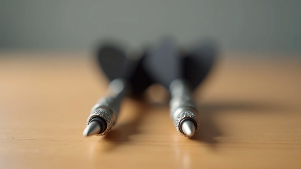 ソフトダーツ（プラスチックチップ）とスチールダーツ（金属チップ）を並べた素材比較写真