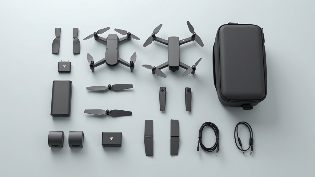 ドローン本体と予備バッテリー3本・充電ハブ・ショルダーバッグなどFly Moreコンボのアクセサリー一式