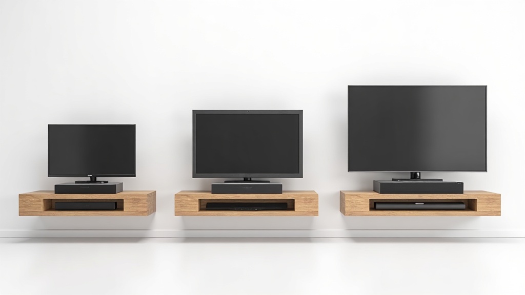 43型・55型・65型テレビそれぞれに合うサイズのサウンドバーを並べた比較イメージ