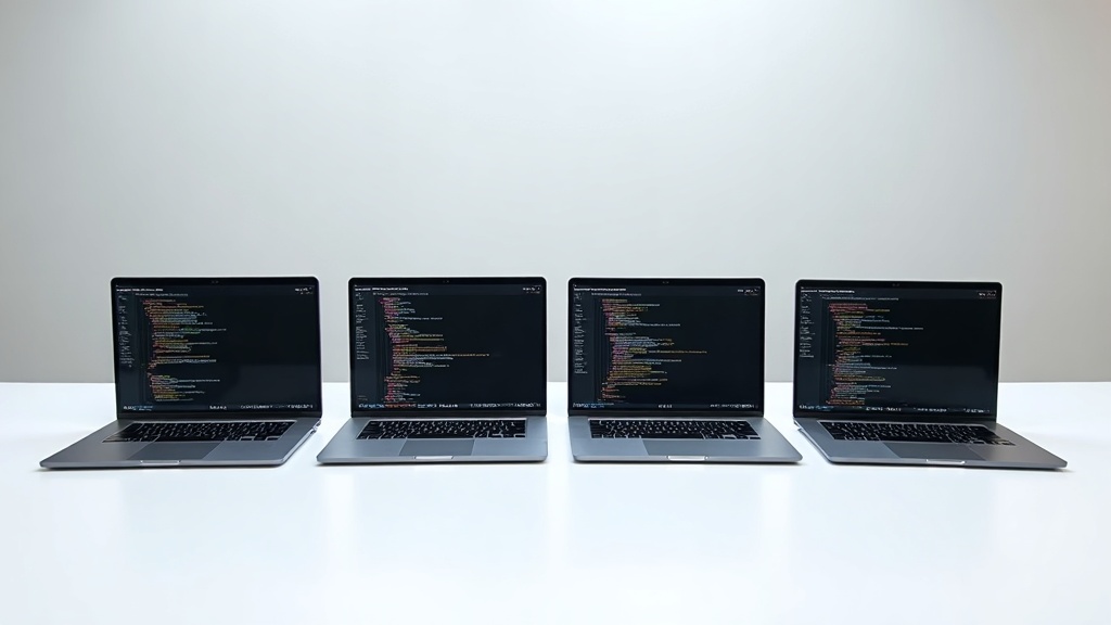 プログラミング学習向けおすすめノートPC複数機種をキーボード面が見える角度で横並び比較している様子