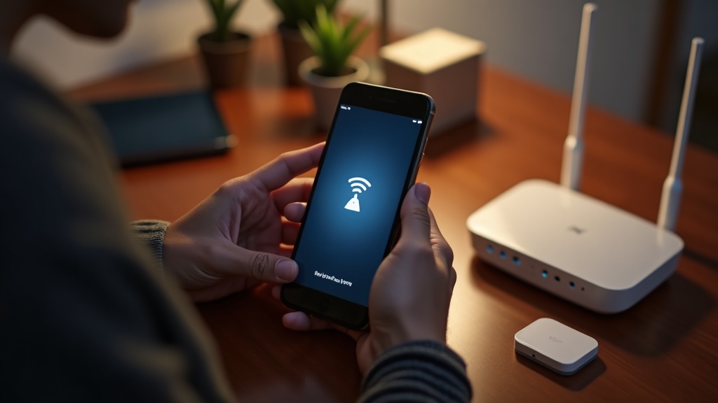 スマートリモコンのWi-Fiセットアップ時に接続エラーが発生しているトラブルシューティングの様子