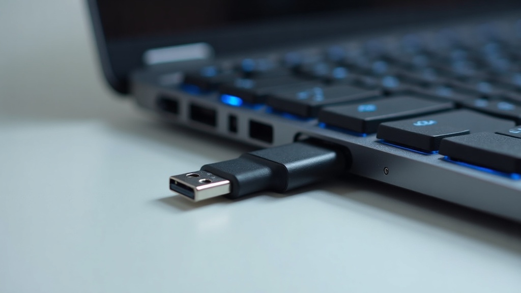 ワイヤレスキーボードの2.4GHzドングルとBluetooth接続インジケーターのクローズアップ