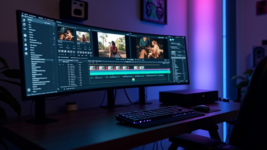NASを動画編集ワークフローに組み込んだ編集環境、4ベイNASと10GbEスイッチが接続されている