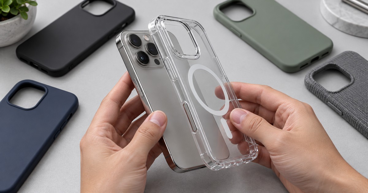 iPhone 18 ProにMagSafe対応クリアケースを装着する様子と純正・サードパーティケースの比較