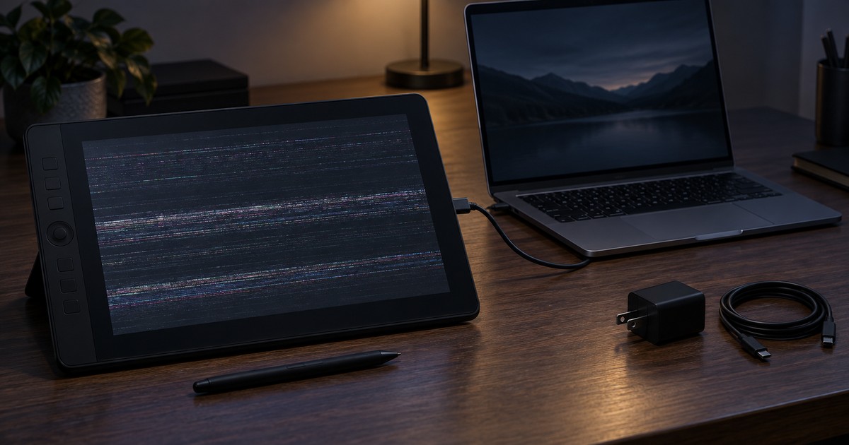 USB-Cケーブル1本接続で画面にノイズが出た液タブと補助給電アダプター